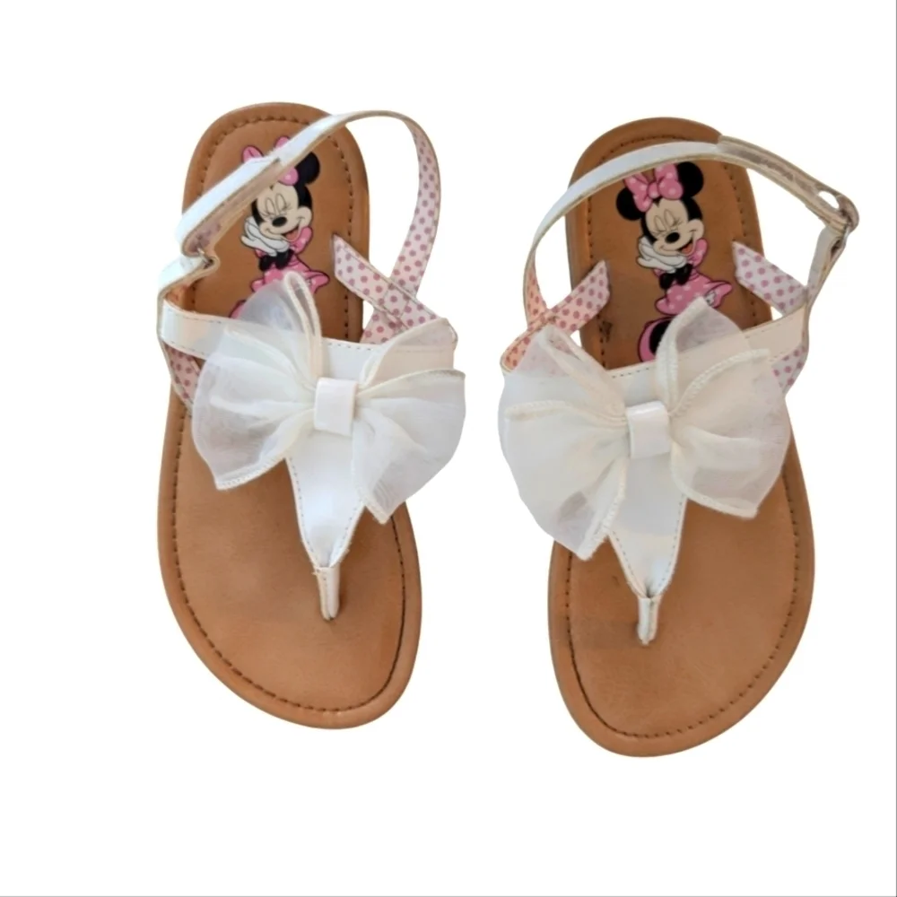 Disney Minnie Mouse White Bow Sandal Size 10